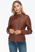 Load image into Gallery viewer, Snobbish PU Leather Biker Jacket with Side Zip Pockets