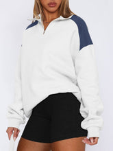 Load image into Gallery viewer, Contrast Quarter Zip Long Sleeve Sweatshirt