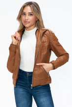 Load image into Gallery viewer, YMI Faux Layered Double-Zipper Jacket with Fuzzy Hood