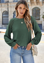 Load image into Gallery viewer, Lace Detail Round Neck Lantern Sleeve Top