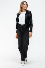 Load image into Gallery viewer, Snobbish Faux Leather Zip Up Drawstring Hooded Jacket