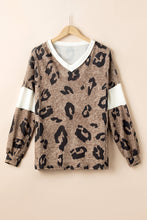 Load image into Gallery viewer, Leopard V-Neck Long Sleeve Blouse