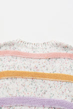 Load image into Gallery viewer, Contrast Striped Round Neck Dropped Shoulder Sweater