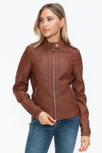 Load image into Gallery viewer, Snobbish PU Leather Biker Jacket with Side Zip Pockets