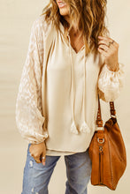 Load image into Gallery viewer, Tassel Tie Neck Long Sleeve Blouse