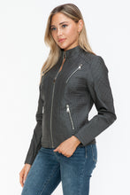 Load image into Gallery viewer, Snobbish Faux Leather Zip Up Mock Neck Jacket