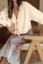 Load image into Gallery viewer, Bowknot Front V Neck Long Sleeve Cardigan