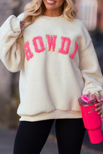 Load image into Gallery viewer, HOWDY Patched Round Neck Sherpa Sweatshirt