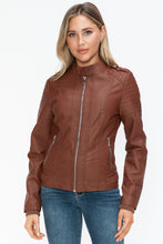 Load image into Gallery viewer, Snobbish PU Leather Biker Jacket with Side Zip Pockets