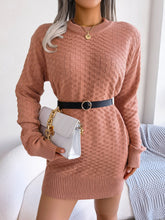 Load image into Gallery viewer, Round Neck Long Sleeve Mini Sweater Dress