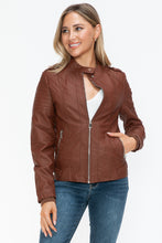 Load image into Gallery viewer, Snobbish PU Leather Biker Jacket with Side Zip Pockets