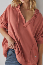 Load image into Gallery viewer, Exposed Seam Drawstring Long Sleeve Hoodie