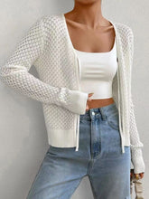 Load image into Gallery viewer, Tied Openwork V-Neck Long Sleeve Cardigan
