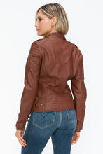 Load image into Gallery viewer, Snobbish PU Leather Biker Jacket with Side Zip Pockets