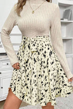 Load image into Gallery viewer, Printed Tie Waist Mock Neck Long Sleeve Dress