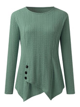 Load image into Gallery viewer, Decorative Button Round Neck Long Sleeve Top