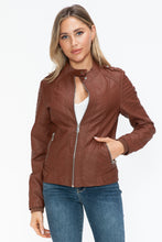 Load image into Gallery viewer, Snobbish PU Leather Biker Jacket with Side Zip Pockets