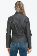 Load image into Gallery viewer, Snobbish Faux Leather Zip Up Mock Neck Jacket