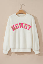 Load image into Gallery viewer, HOWDY Patched Round Neck Sherpa Sweatshirt