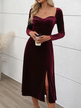 Load image into Gallery viewer, Perfee Sweetheart Neck Long Sleeve Midi Dress