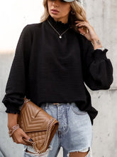 Load image into Gallery viewer, Smocked Frill Mock Neck Long Sleeve Blouse