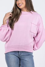 Load image into Gallery viewer, Roll Hem Ribbed Detail Drop Shoulder Sweater