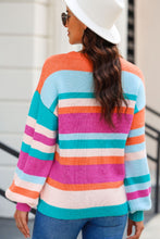 Load image into Gallery viewer, Striped Round Neck Drop Shoulder Sweater