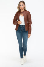 Load image into Gallery viewer, Snobbish PU Leather Biker Jacket with Side Zip Pockets
