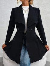 Load image into Gallery viewer, Collared Neck Button Up Long Sleeve Coat