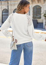 Load image into Gallery viewer, Lace Detail Round Neck Lantern Sleeve Top