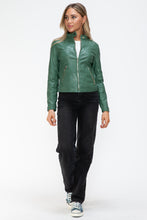 Load image into Gallery viewer, Snobbish Faux Leather Zip Up Drawstring Hooded Jacket