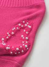 Load image into Gallery viewer, Pearl Trim Heart V-Neck Sweater