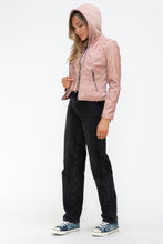 Load image into Gallery viewer, Snobbish Faux Leather Zip Up Drawstring Hooded Jacket