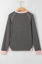 Load image into Gallery viewer, Textured Contrast Stitching Raglan Sleeve Top