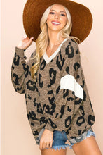 Load image into Gallery viewer, Leopard V-Neck Long Sleeve Blouse