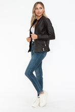 Load image into Gallery viewer, Snobbish Faux Leather Biker Jacket with Side Zip Pockets