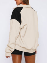 Load image into Gallery viewer, Contrast Quarter Zip Long Sleeve Sweatshirt