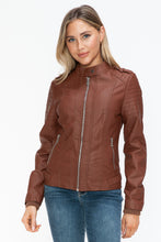 Load image into Gallery viewer, Snobbish PU Leather Biker Jacket with Side Zip Pockets