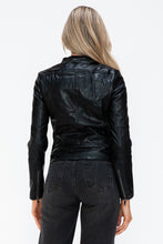 Load image into Gallery viewer, Snobbish Faux Leather Zip Up Drawstring Hooded Jacket