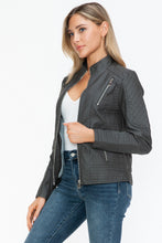 Load image into Gallery viewer, Snobbish Faux Leather Zip Up Mock Neck Jacket