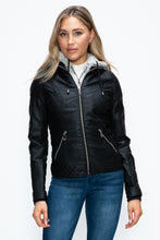 Load image into Gallery viewer, YMI Faux Layered Double-Zipper Jacket with Fuzzy Hood