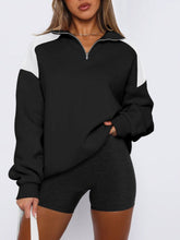 Load image into Gallery viewer, Contrast Quarter Zip Long Sleeve Sweatshirt