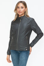 Load image into Gallery viewer, Snobbish Faux Leather Biker Jacket with Side Zip Pockets