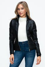 Load image into Gallery viewer, YMI Faux Layered Double-Zipper Jacket with Fuzzy Hood