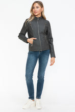 Load image into Gallery viewer, Snobbish Faux Leather Zip Up Mock Neck Jacket