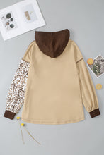 Load image into Gallery viewer, Leopard Drawstring Chest Pocket Hoodie