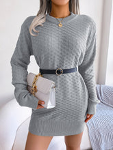 Load image into Gallery viewer, Round Neck Long Sleeve Mini Sweater Dress