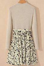 Load image into Gallery viewer, Printed Tie Waist Mock Neck Long Sleeve Dress
