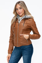 Load image into Gallery viewer, YMI Faux Layered Double-Zipper Jacket with Fuzzy Hood