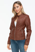 Load image into Gallery viewer, Snobbish PU Leather Biker Jacket with Side Zip Pockets